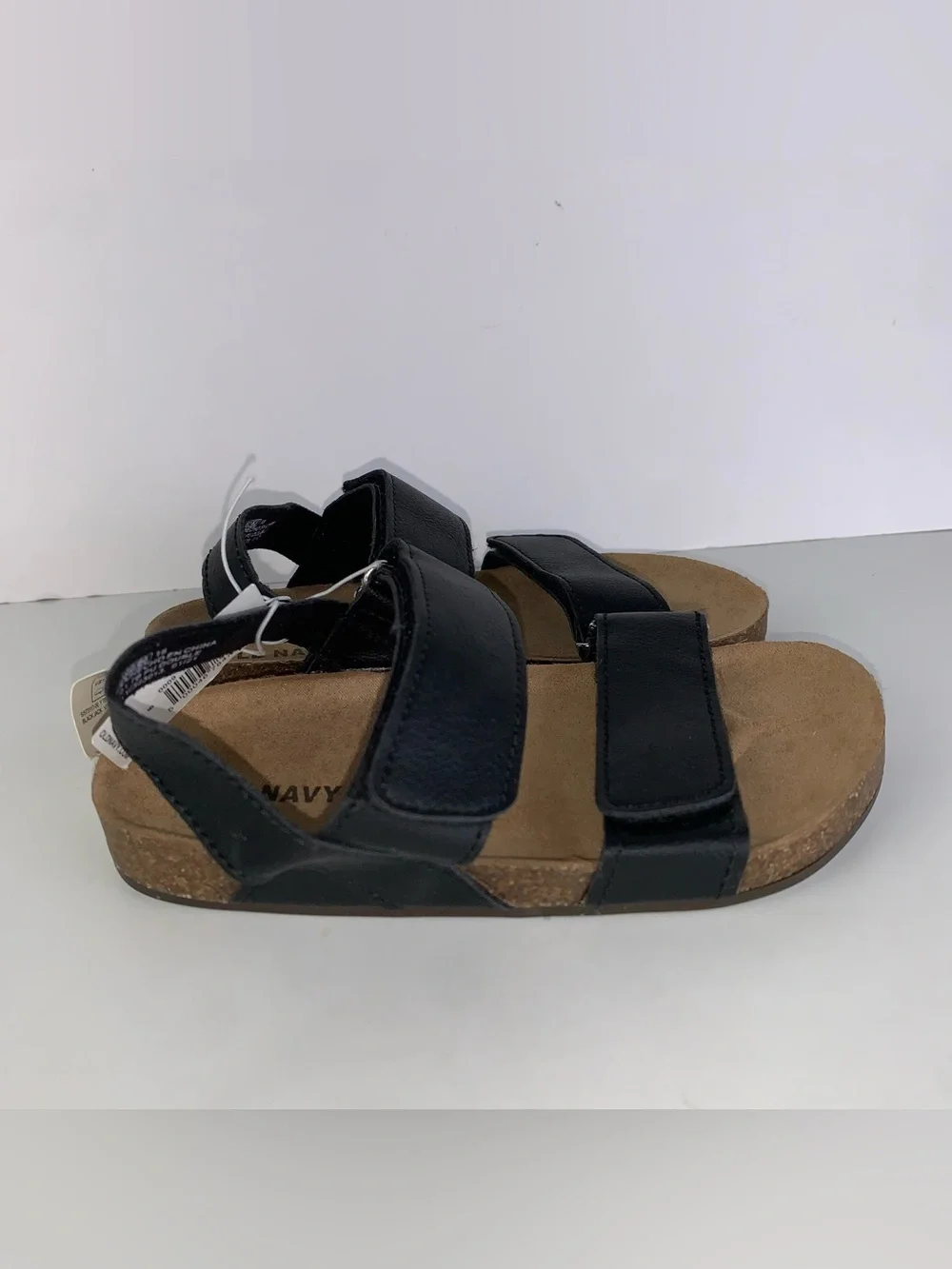 Old Navy PU double strap black sandals girls size 9